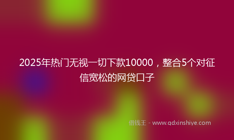 2025年热门无视一切下款10000，整合5个对征信宽松的网贷口子