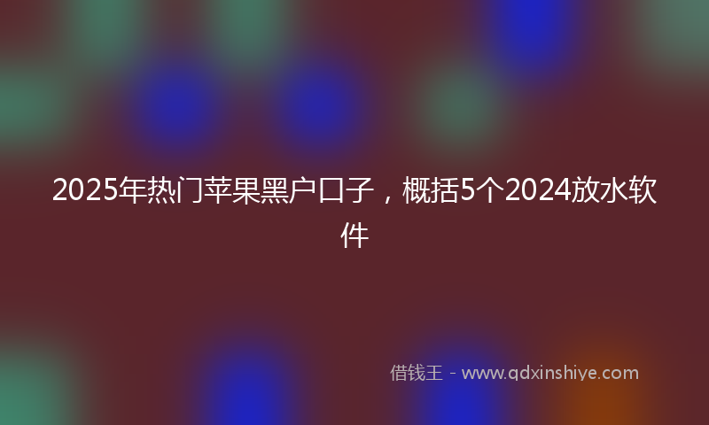 2025年热门苹果黑户口子，概括5个2024放水软件