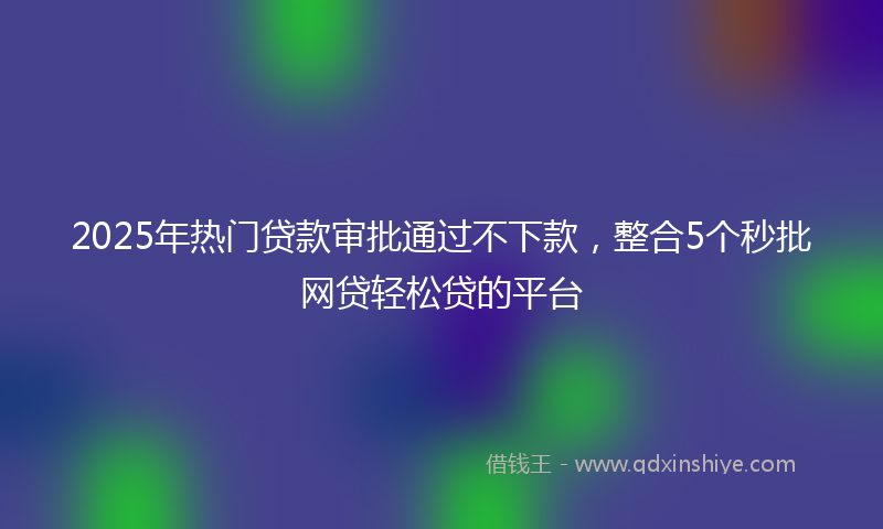 2025年热门贷款审批通过不下款，整合5个秒批网贷轻松贷的平台