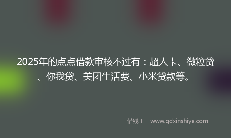 2025年的点点借款审核不过有：超人卡、微粒贷、你我贷、美团生活费、小米贷款等。