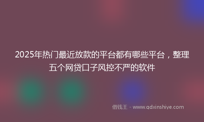 2025年热门最近放款的平台都有哪些平台，整理五个网贷口子风控不严的软件