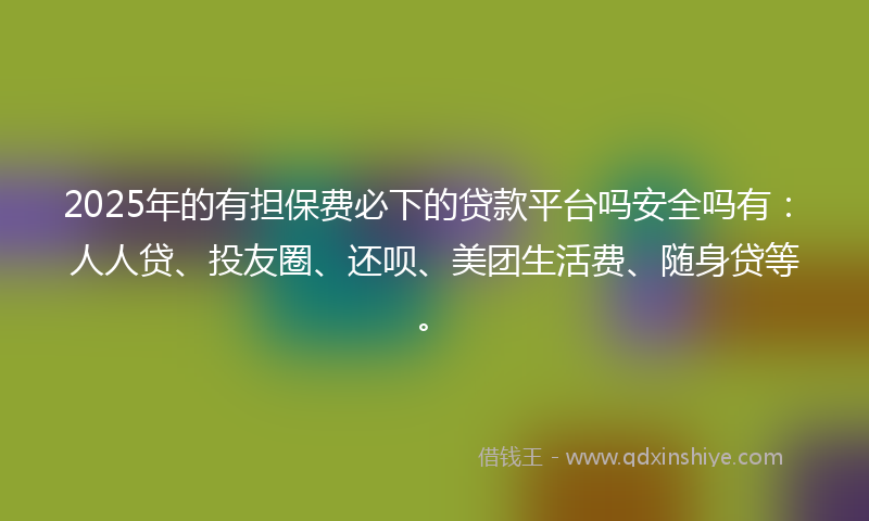 2025年的有担保费必下的贷款平台吗安全吗有：人人贷、投友圈、还呗、美团生活费、随身贷等。