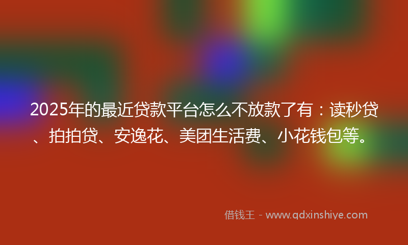 2025年的最近贷款平台怎么不放款了有：读秒贷、拍拍贷、安逸花、美团生活费、小花钱包等。