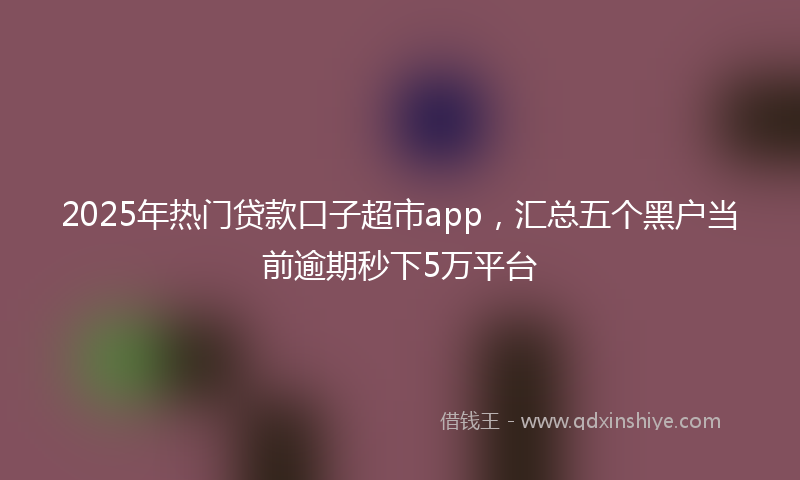 2025年热门贷款口子超市app，汇总五个黑户当前逾期秒下5万平台