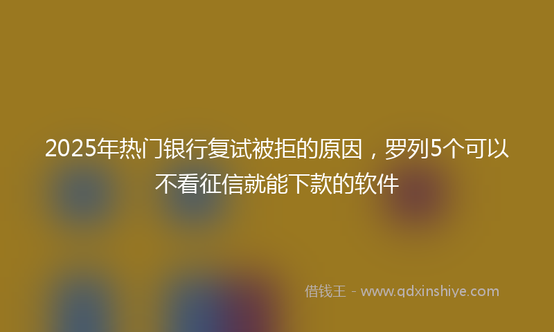 2025年热门银行复试被拒的原因，罗列5个可以不看征信就能下款的软件