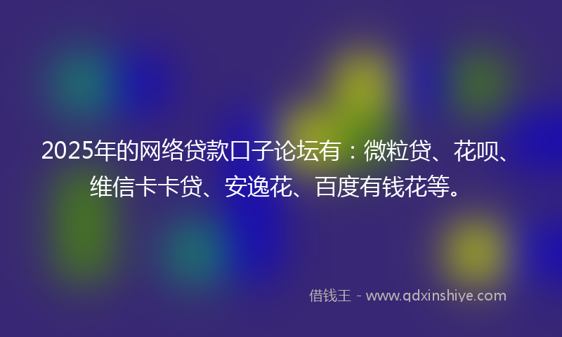 2025年的网络贷款口子论坛有：微粒贷、花呗、维信卡卡贷、安逸花、百度有钱花等。