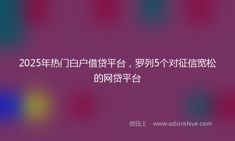 2025年热门白户借贷平台，罗列5个对征信宽松的网贷平台