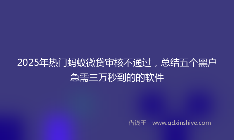 2025年热门蚂蚁微贷审核不通过，总结五个黑户急需三万秒到的的软件