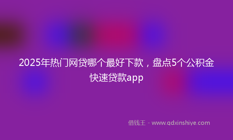2025年热门网贷哪个最好下款，盘点5个公积金快速贷款app