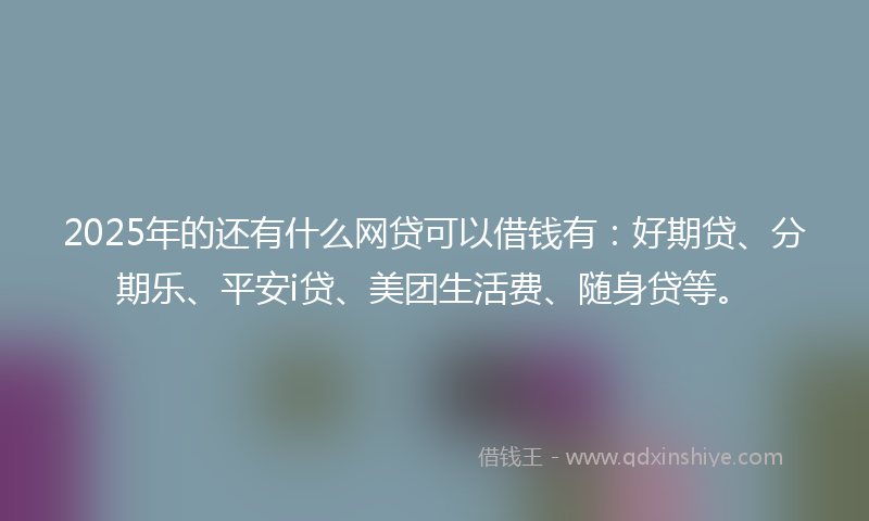 2025年的还有什么网贷可以借钱有：好期贷、分期乐、平安i贷、美团生活费、随身贷等。
