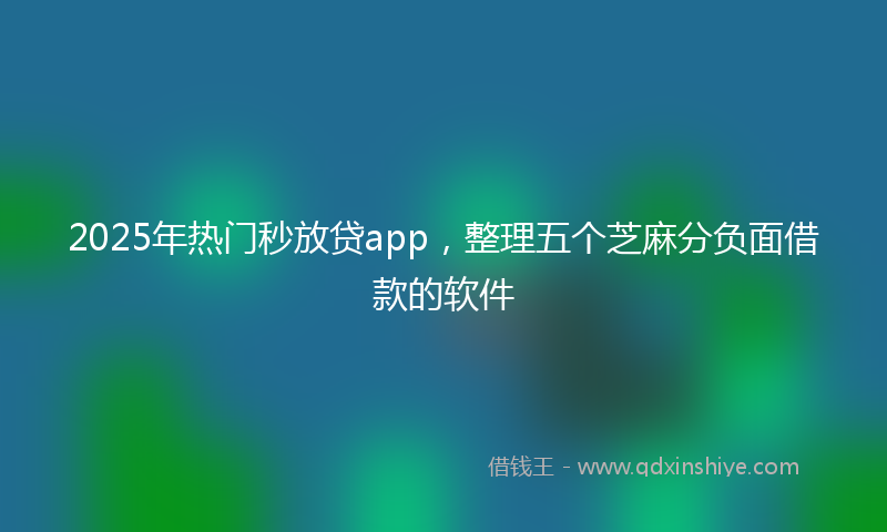 2025年热门秒放贷app，整理五个芝麻分负面借款的软件