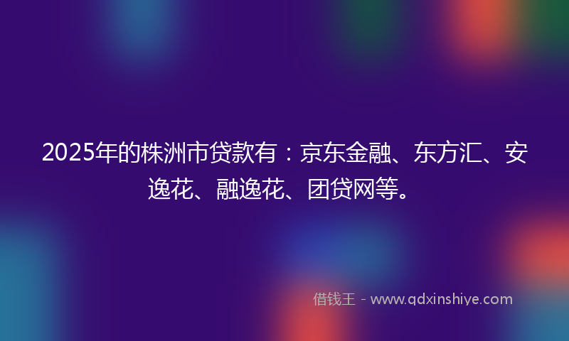 2025年的株洲市贷款有：京东金融、东方汇、安逸花、融逸花、团贷网等。