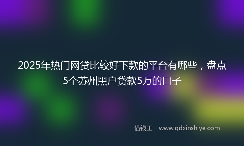 2025年热门网贷比较好下款的平台有哪些，盘点5个苏州黑户贷款5万的口子