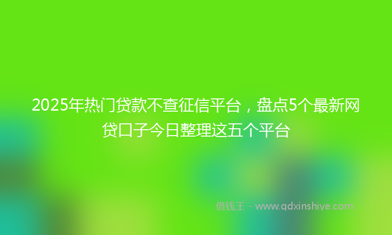 2025年热门贷款不查征信平台，盘点5个最新网贷口子今日整理这五个平台