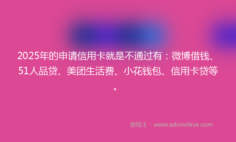 2025年的申请信用卡就是不通过有：微博借钱、51人品贷、美团生活费、小花钱包、信用卡贷等。
