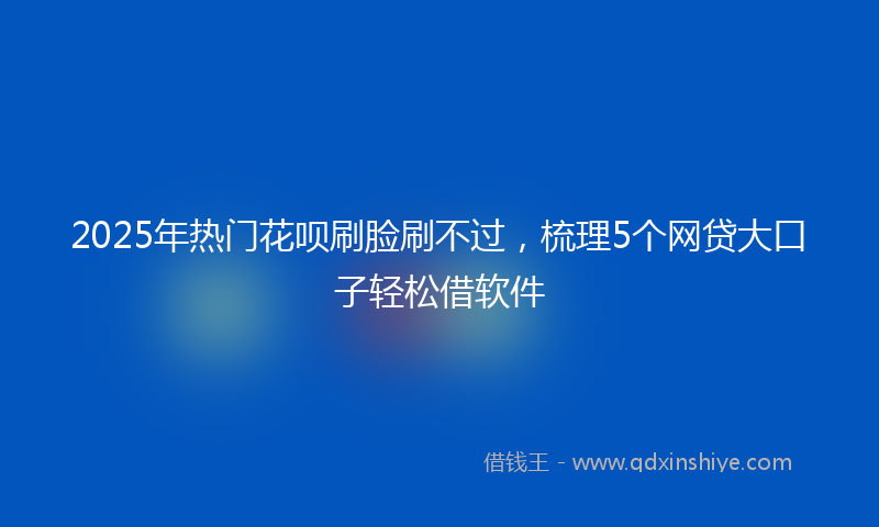 2025年热门花呗刷脸刷不过，梳理5个网贷大口子轻松借软件