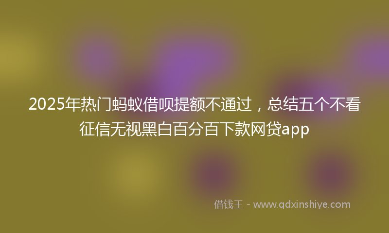 2025年热门蚂蚁借呗提额不通过，总结五个不看征信无视黑白百分百下款网贷app