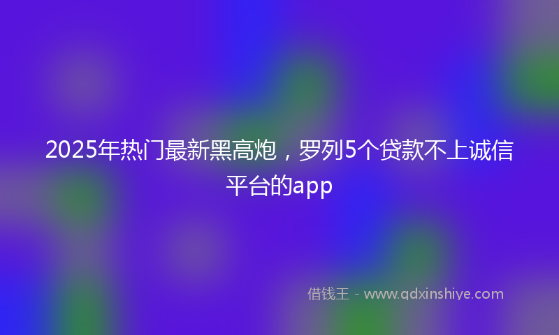2025年热门最新黑高炮，罗列5个贷款不上诚信平台的app