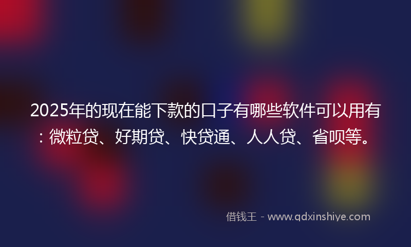 2025年的现在能下款的口子有哪些软件可以用有：微粒贷、好期贷、快贷通、人人贷、省呗等。