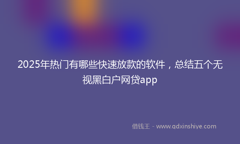 2025年热门有哪些快速放款的软件，总结五个无视黑白户网贷app