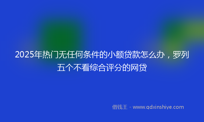 2025年热门无任何条件的小额贷款怎么办，罗列五个不看综合评分的网贷