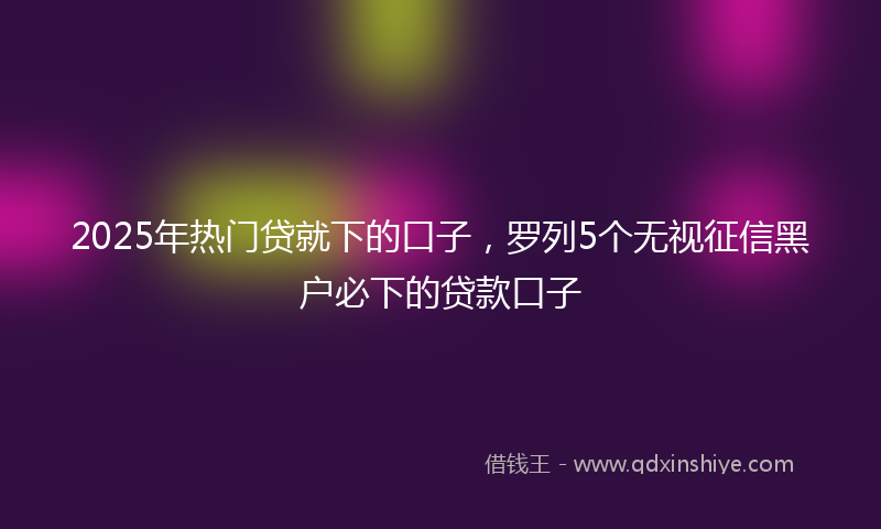 2025年热门贷就下的口子，罗列5个无视征信黑户必下的贷款口子