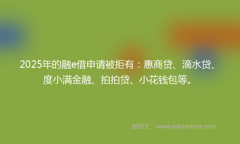 2025年的融e借申请被拒有：惠商贷、滴水贷、度小满金融、拍拍贷、小花钱包等。
