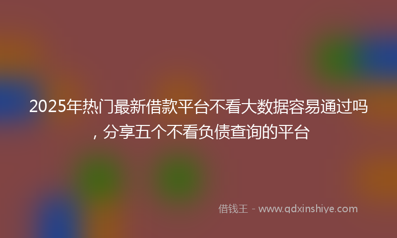 2025年热门最新借款平台不看大数据容易通过吗，分享五个不看负债查询的平台