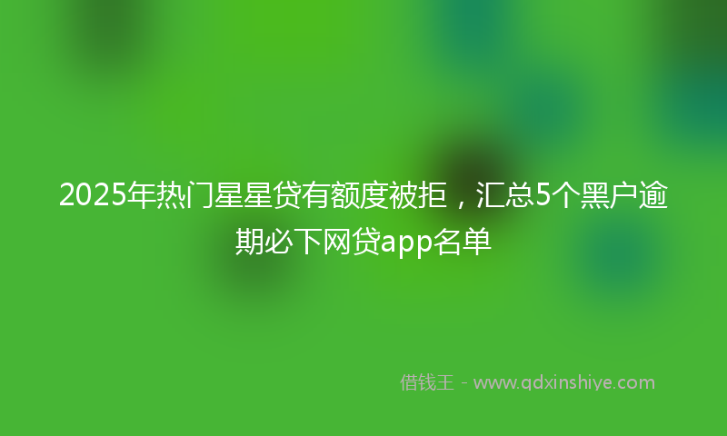 2025年热门星星贷有额度被拒，汇总5个黑户逾期必下网贷app名单