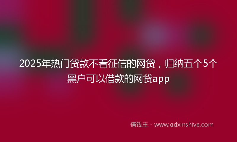 2025年热门贷款不看征信的网贷，归纳五个5个黑户可以借款的网贷app