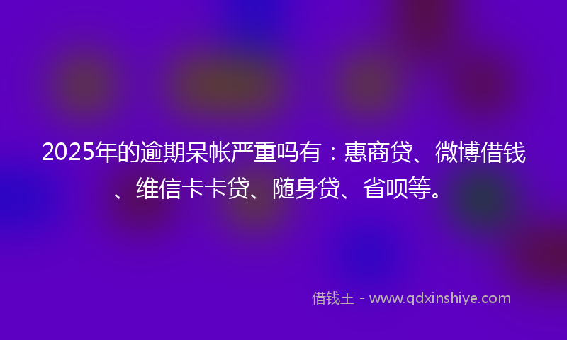 2025年的逾期呆帐严重吗有：惠商贷、微博借钱、维信卡卡贷、随身贷、省呗等。