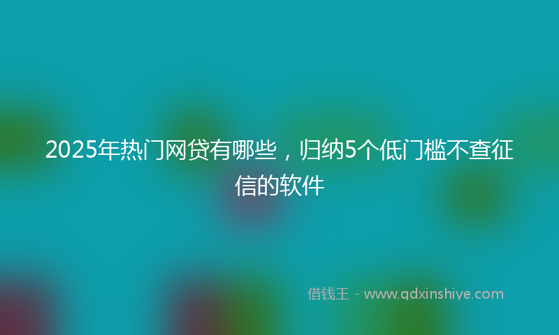 2025年热门网贷有哪些，归纳5个低门槛不查征信的软件