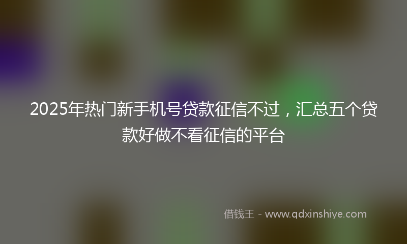 2025年热门新手机号贷款征信不过，汇总五个贷款好做不看征信的平台