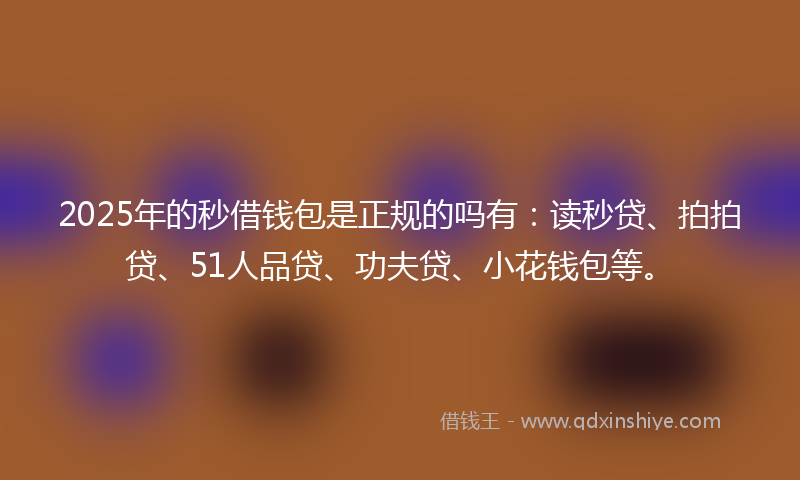 2025年的秒借钱包是正规的吗有：读秒贷、拍拍贷、51人品贷、功夫贷、小花钱包等。