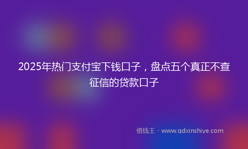 2025年热门支付宝下钱口子，盘点五个真正不查征信的贷款口子