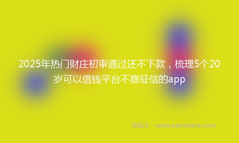 2025年热门财庄初审通过还不下款，梳理5个20岁可以借钱平台不查征信的app