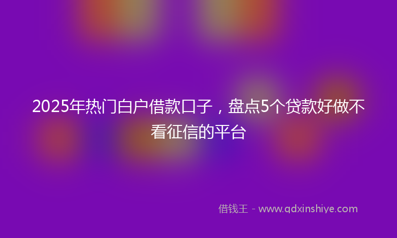 2025年热门白户借款口子，盘点5个贷款好做不看征信的平台