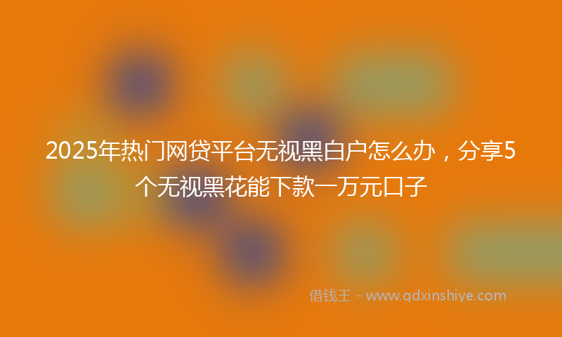 2025年热门网贷平台无视黑白户怎么办，分享5个无视黑花能下款一万元口子
