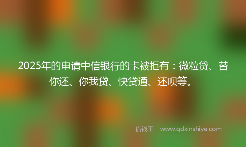 2025年的申请中信银行的卡被拒有：微粒贷、替你还、你我贷、快贷通、还呗等。