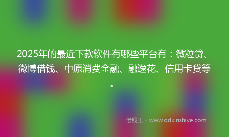 2025年的最近下款软件有哪些平台有：微粒贷、微博借钱、中原消费金融、融逸花、信用卡贷等。