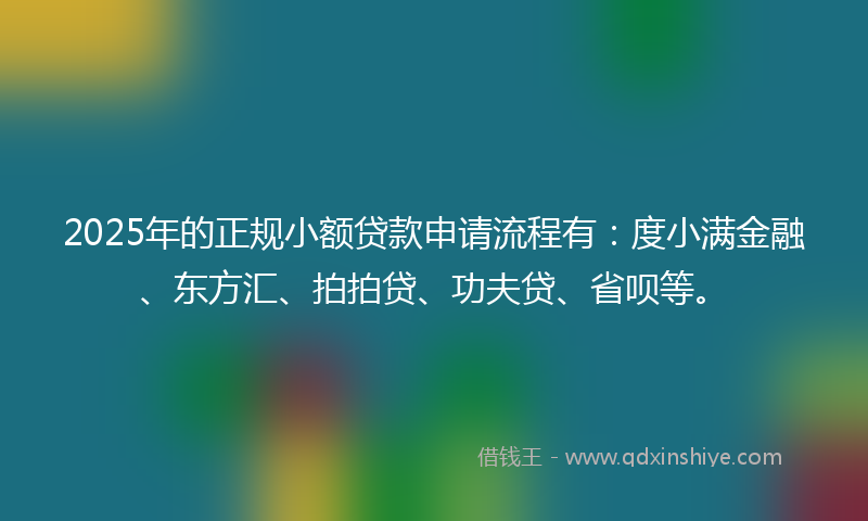 2025年的正规小额贷款申请流程有：度小满金融、东方汇、拍拍贷、功夫贷、省呗等。
