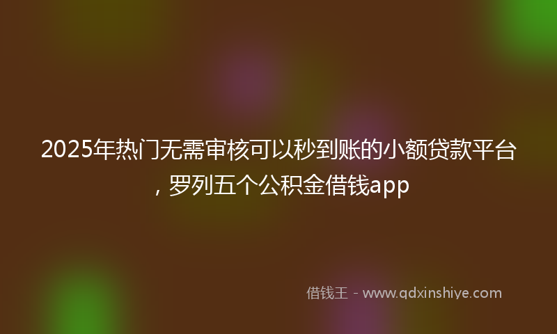 2025年热门无需审核可以秒到账的小额贷款平台，罗列五个公积金借钱app