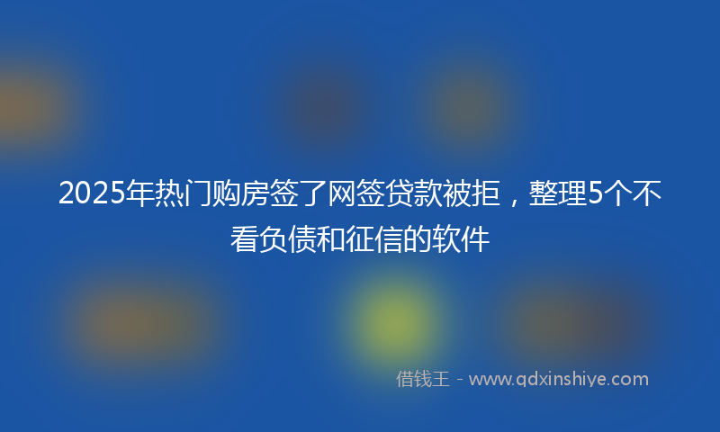 2025年热门购房签了网签贷款被拒，整理5个不看负债和征信的软件