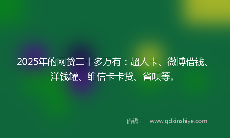 2025年的网贷二十多万有：超人卡、微博借钱、洋钱罐、维信卡卡贷、省呗等。