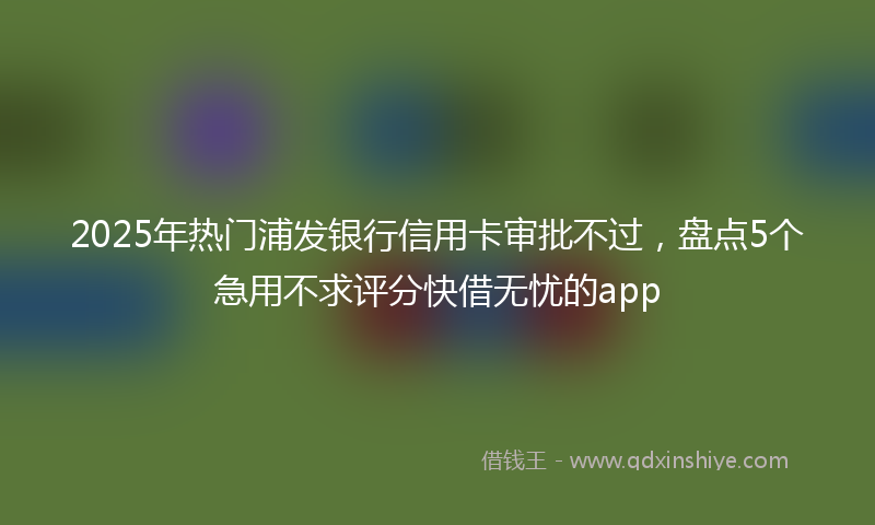 2025年热门浦发银行信用卡审批不过，盘点5个急用不求评分快借无忧的app