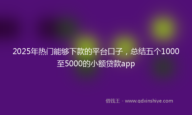 2025年热门能够下款的平台口子，总结五个1000至5000的小额贷款app