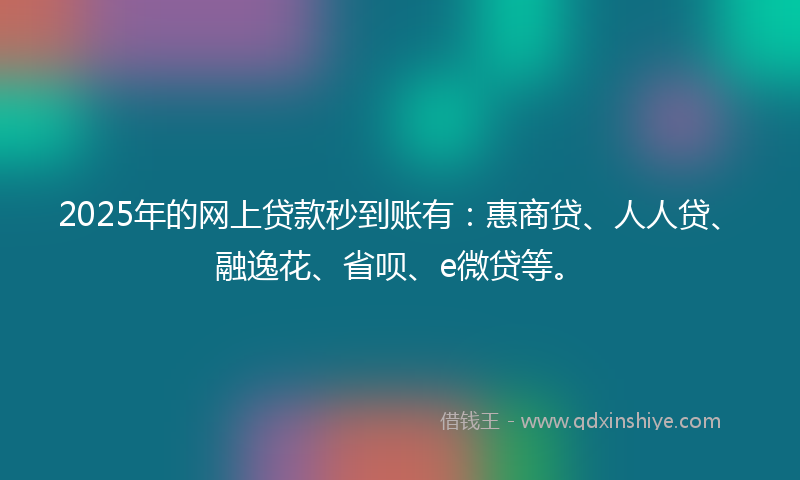 2025年的网上贷款秒到账有：惠商贷、人人贷、融逸花、省呗、e微贷等。