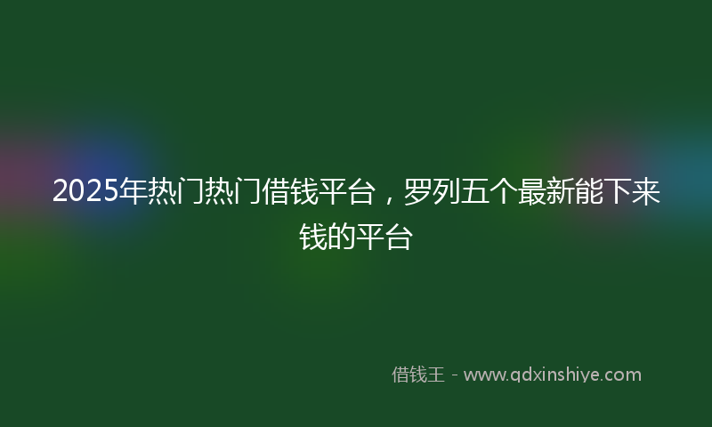 2025年热门热门借钱平台，罗列五个最新能下来钱的平台