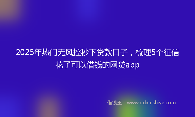 2025年热门无风控秒下贷款口子，梳理5个征信花了可以借钱的网贷app