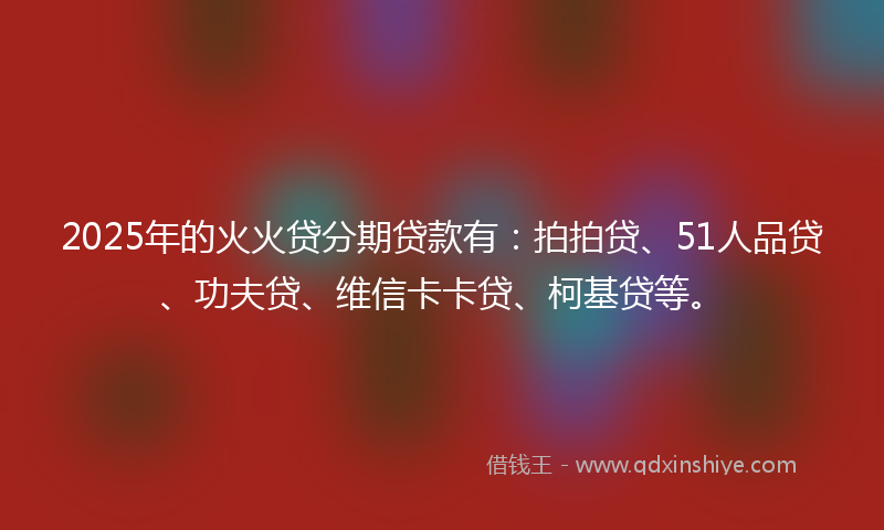 2025年的火火贷分期贷款有：拍拍贷、51人品贷、功夫贷、维信卡卡贷、柯基贷等。